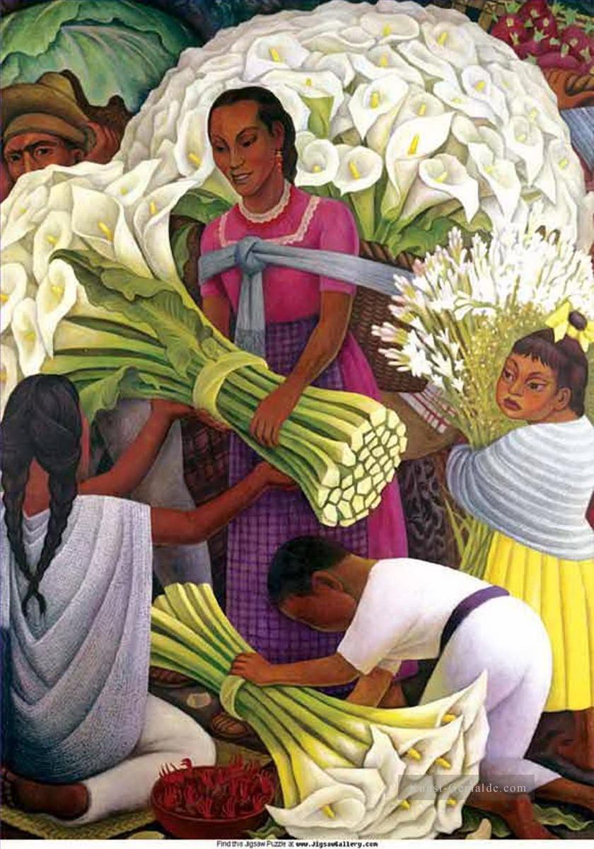 der Blumenverkäufer Diego Rivera Ölgemälde